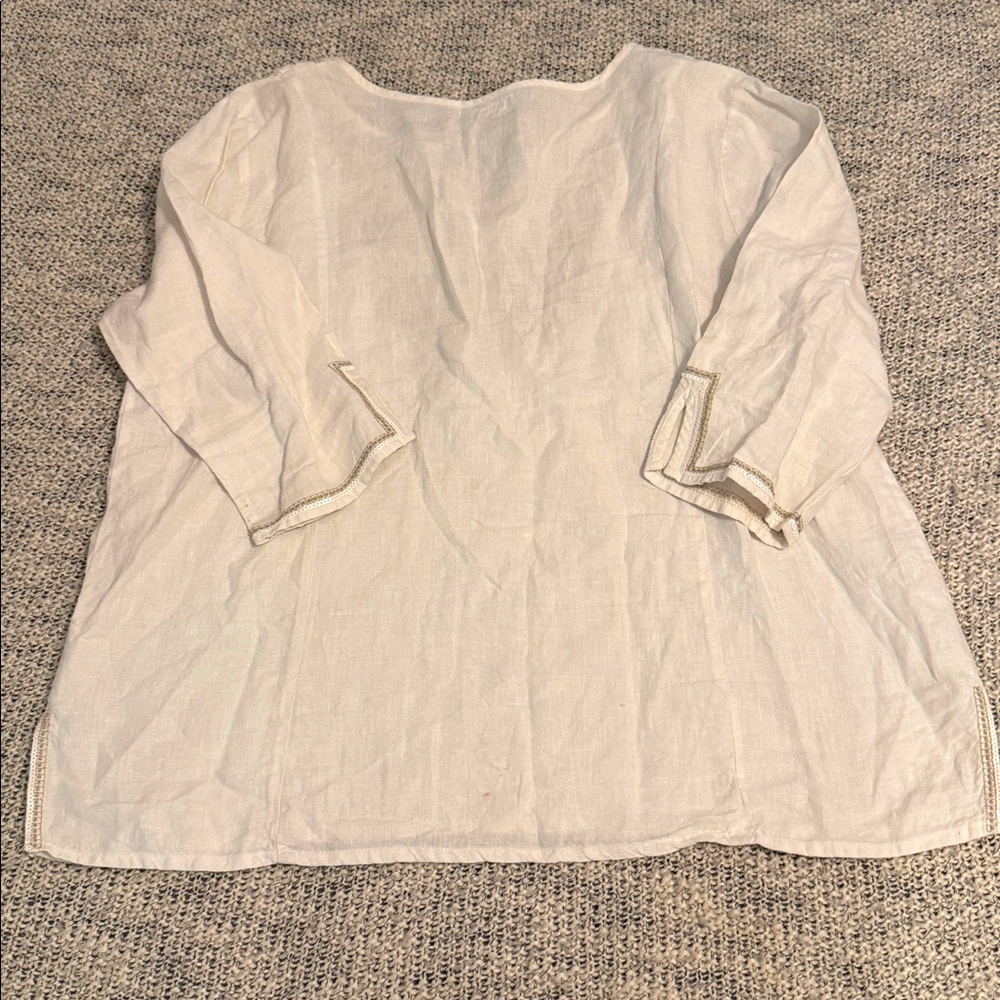Simple NYC Embroidered Linen Tunic Top – Size XL - Picture 4 of 4